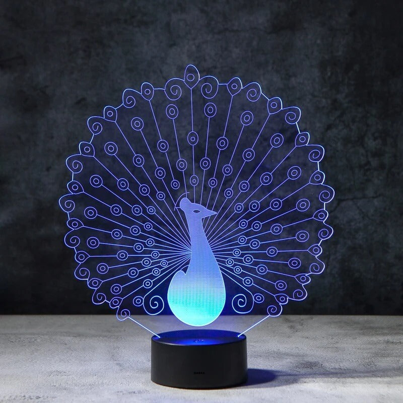 Peafowl Peacock 3D Illusion Lamp