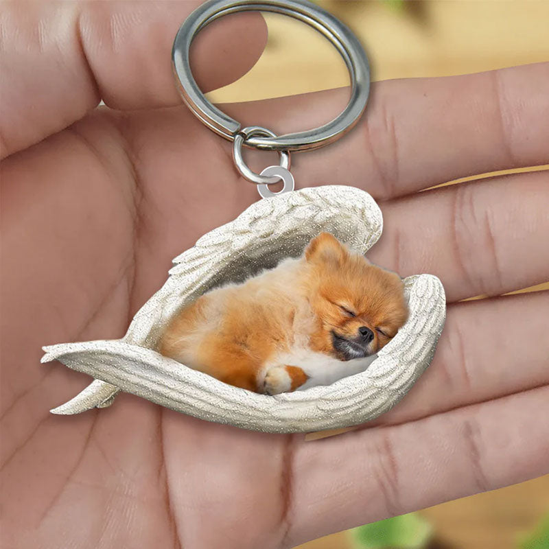 Sleeping Angel Acrylic Keychain Pomeranian SA024