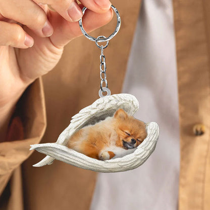 Sleeping Angel Acrylic Keychain Pomeranian SA024