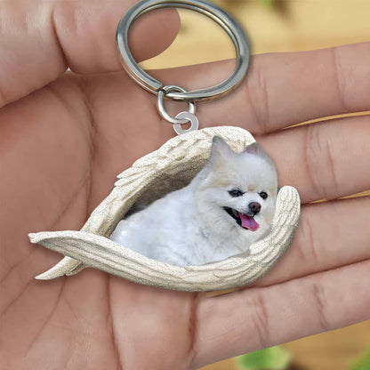 Sleeping Angel Acrylic Keychain Pomeranian SA108