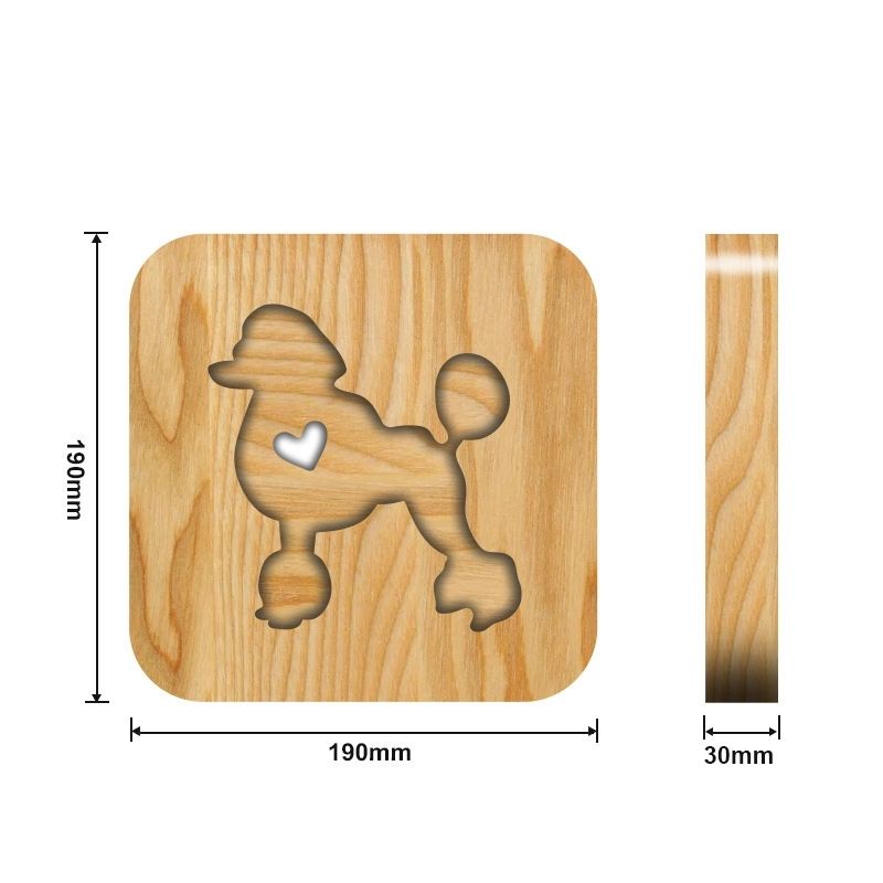 Poodle Wooden Decorative Light