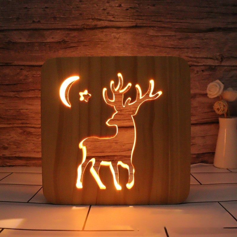 Reindeer Wooden Decorative Light