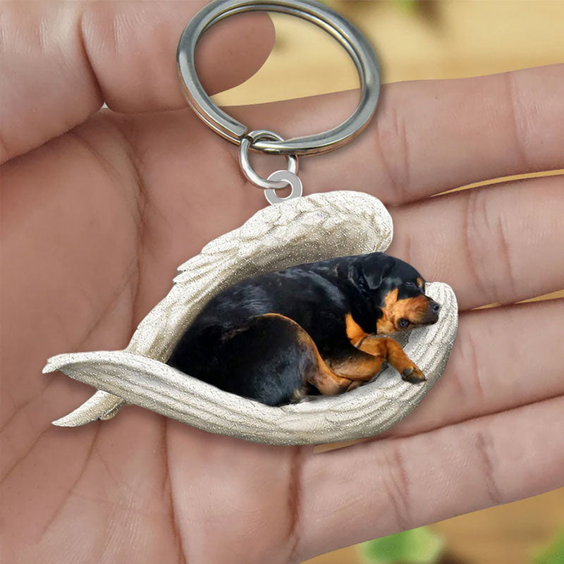 Sleeping Angel Acrylic Keychain Rottweiler SA009