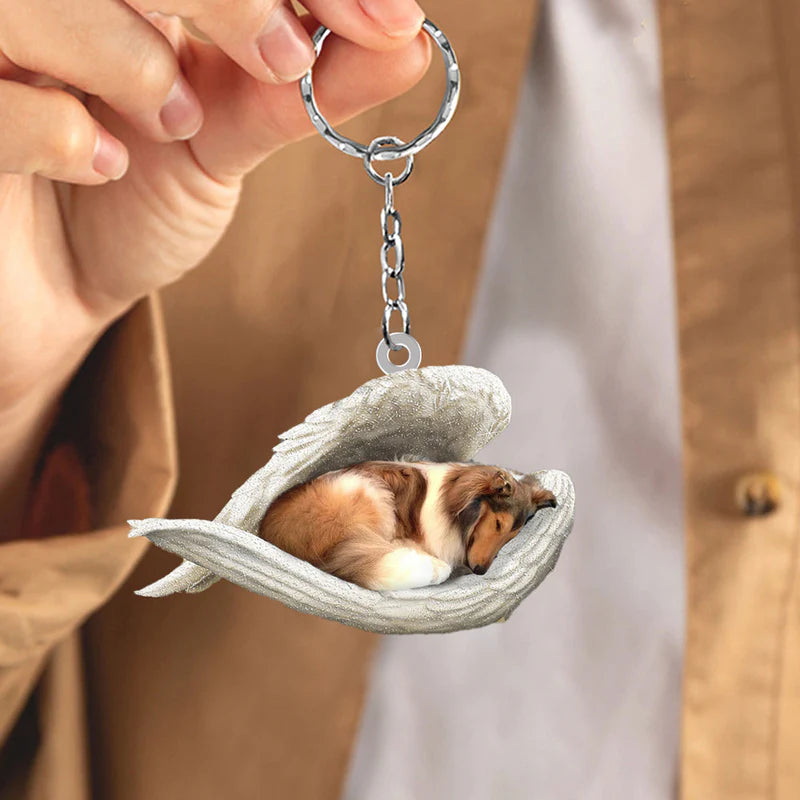 Sleeping Angel Acrylic Keychain Rough Collie SA035