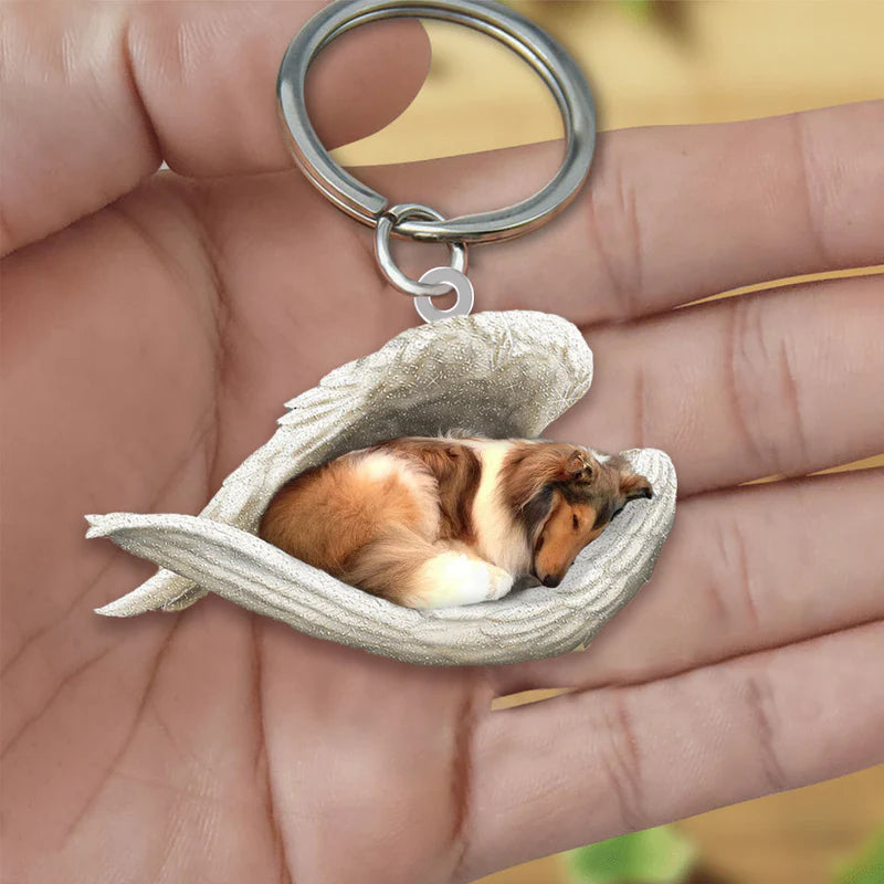 Sleeping Angel Acrylic Keychain Rough Collie SA035