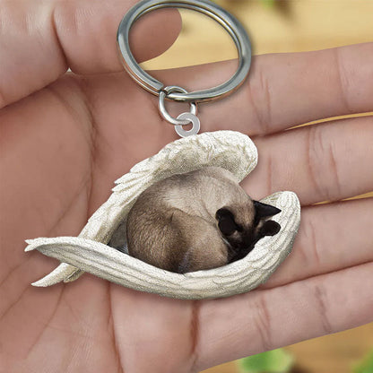 Sleeping Angel Acrylic Keychain Siamese Cat SA027