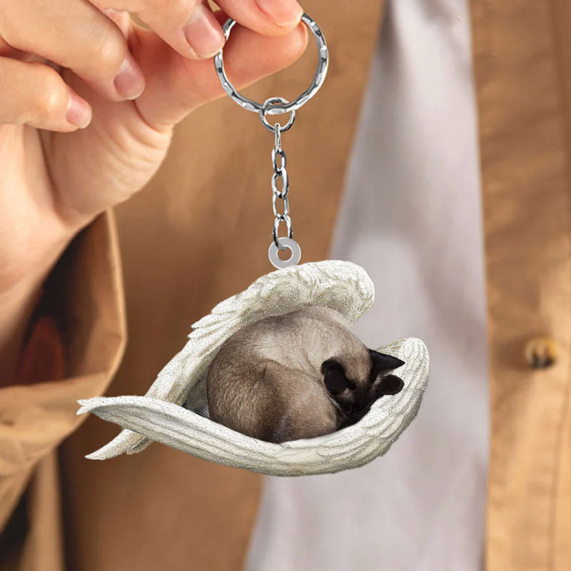 Sleeping Angel Acrylic Keychain Siamese Cat SA027