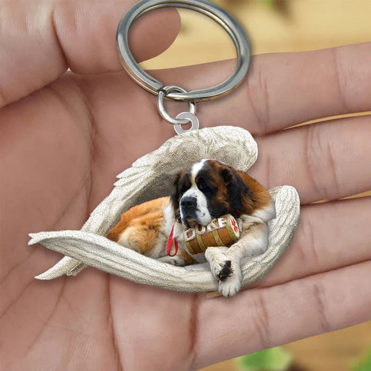 Sleeping Angel Acrylic Keychain St Bernard SA079