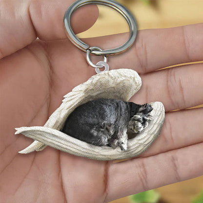 Sleeping Angel Acrylic Keychain Standard Schnauzer SA013