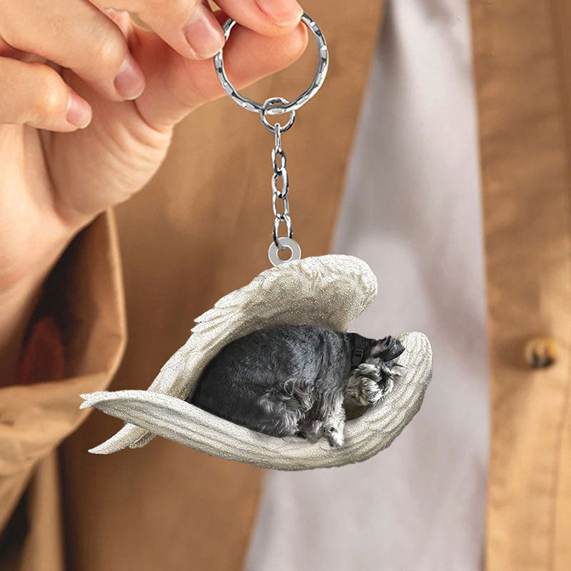 Sleeping Angel Acrylic Keychain Standard Schnauzer SA013