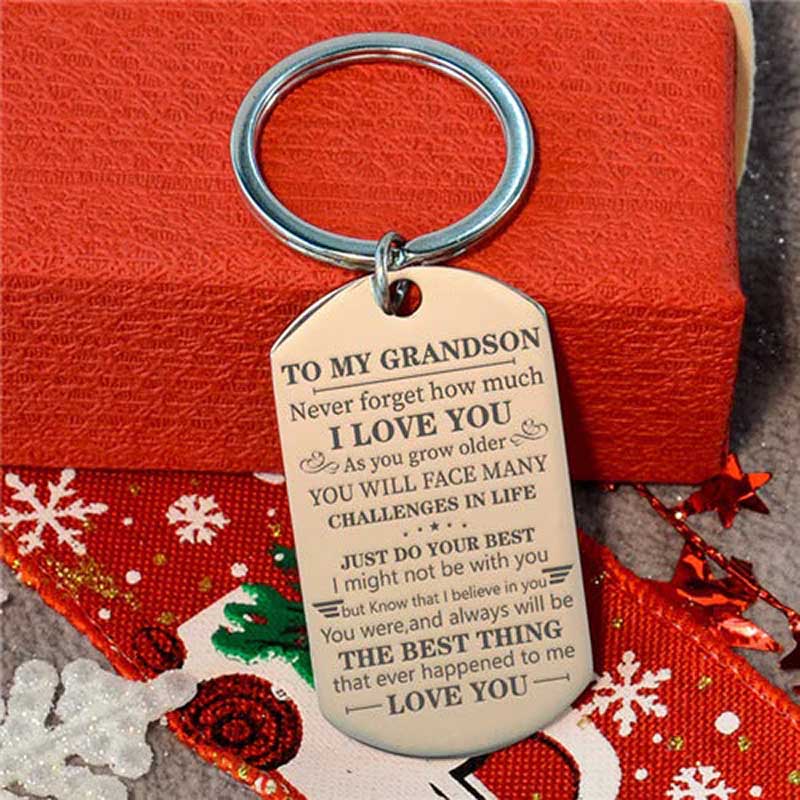 To My Grandson - Just Do Your Best - Inspirational Keychain