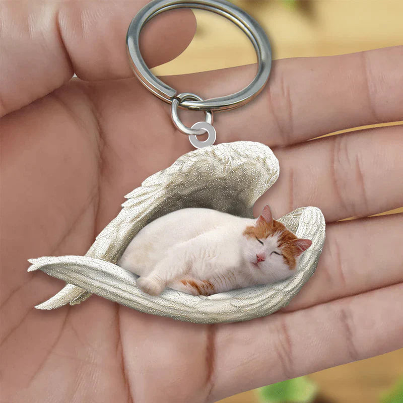 Sleeping Angel Acrylic Keychain Turkish Van Cat SA128