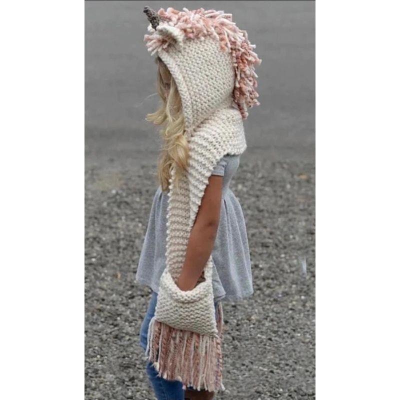 Crochet Unicorn Hooded Scarf