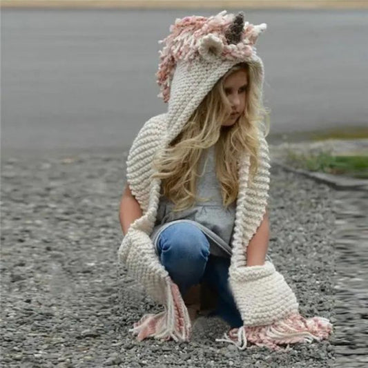 Crochet Unicorn Hooded Scarf