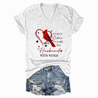 I'm Not A Widow, I'm A Wife To A Husband With Wings V Neck T-shirts