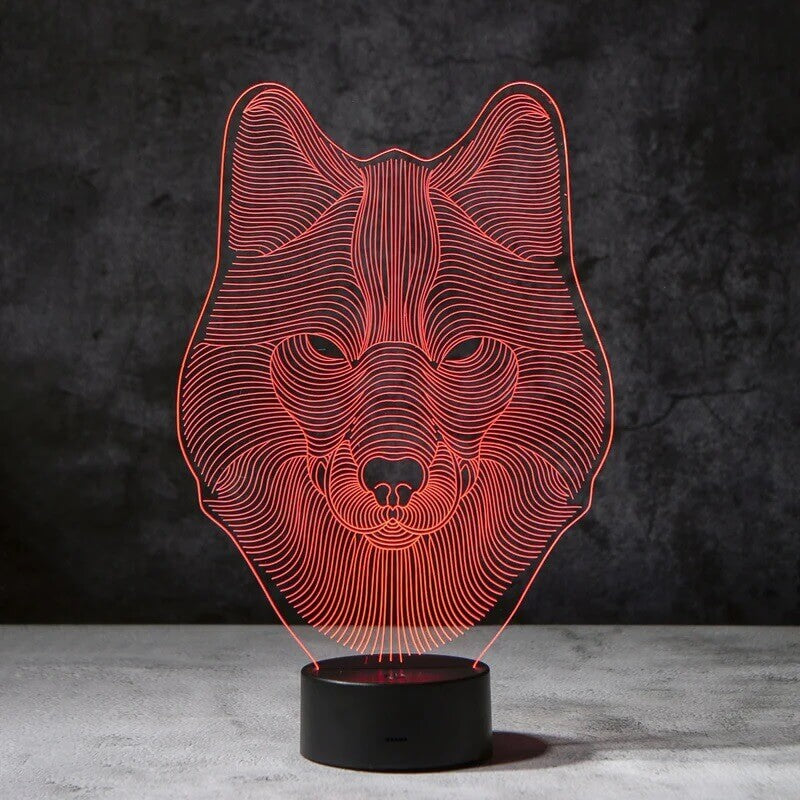 Wolf Face 3D Illusion Lamp