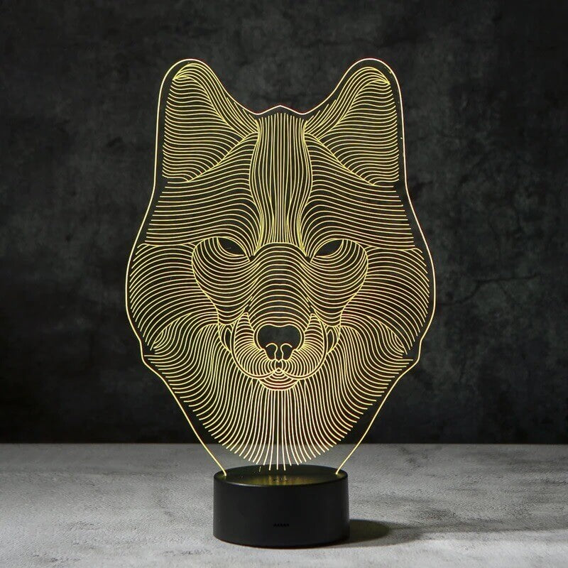 Wolf Face 3D Illusion Lamp