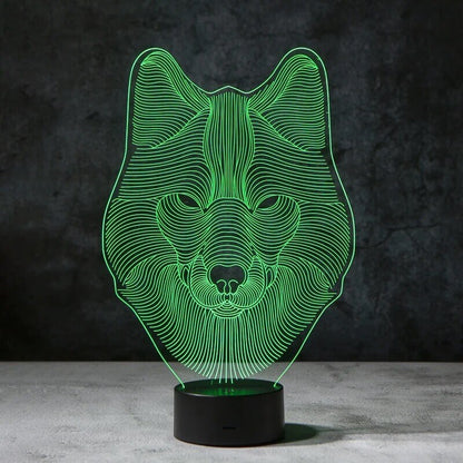 Wolf Face 3D Illusion Lamp