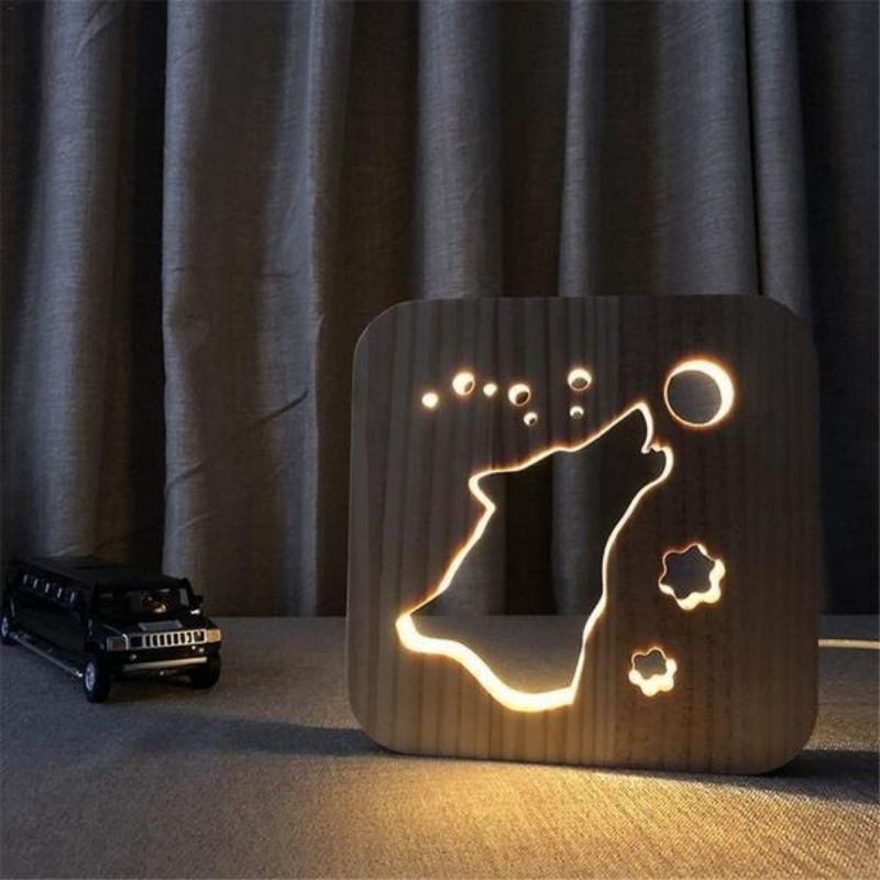 Wolf Wooden Decorative Light