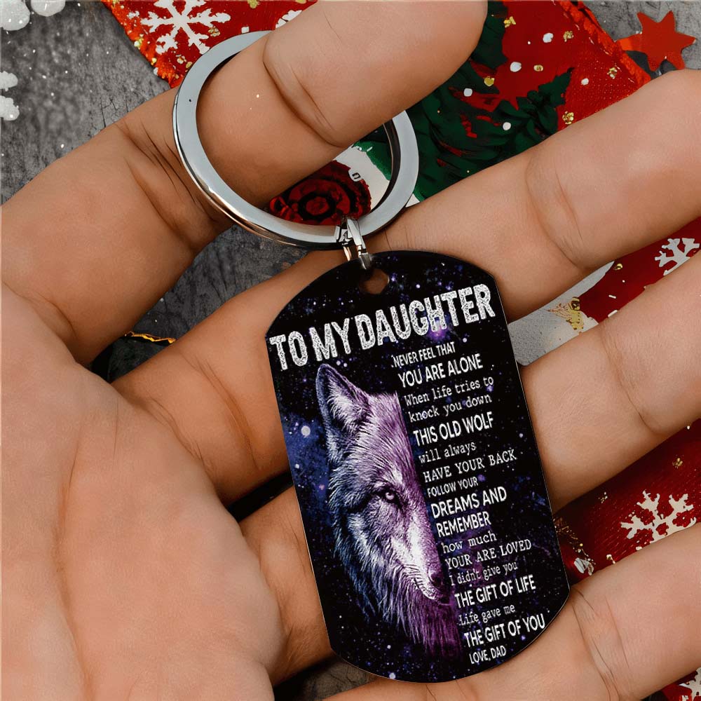 Dad To Daughter - Life Gave Me The Gift Of You - Wolf Multi Colors Personalized Keychain - A885