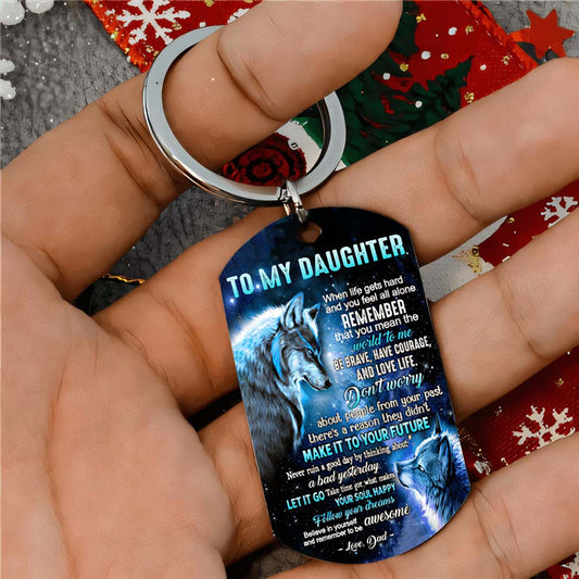 Let It Go - Wolf Multi Colors Personalized Keychain - A882