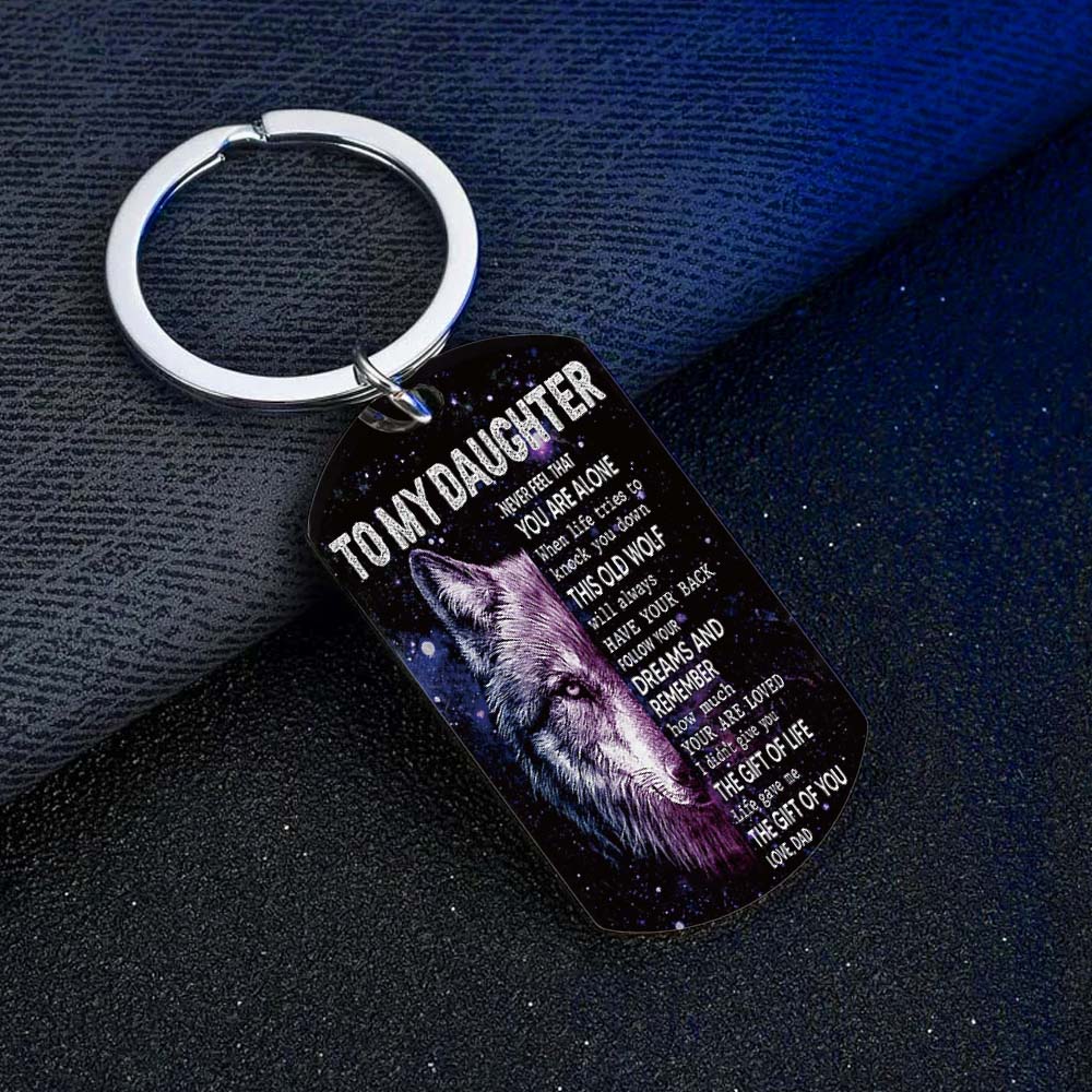 Dad To Daughter - Life Gave Me The Gift Of You - Wolf Multi Colors Personalized Keychain - A885