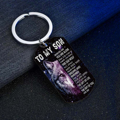 Dad To Son - Life Gave Me The Gift Of You - Wolf Multi Colors Personalized Keychain - A885