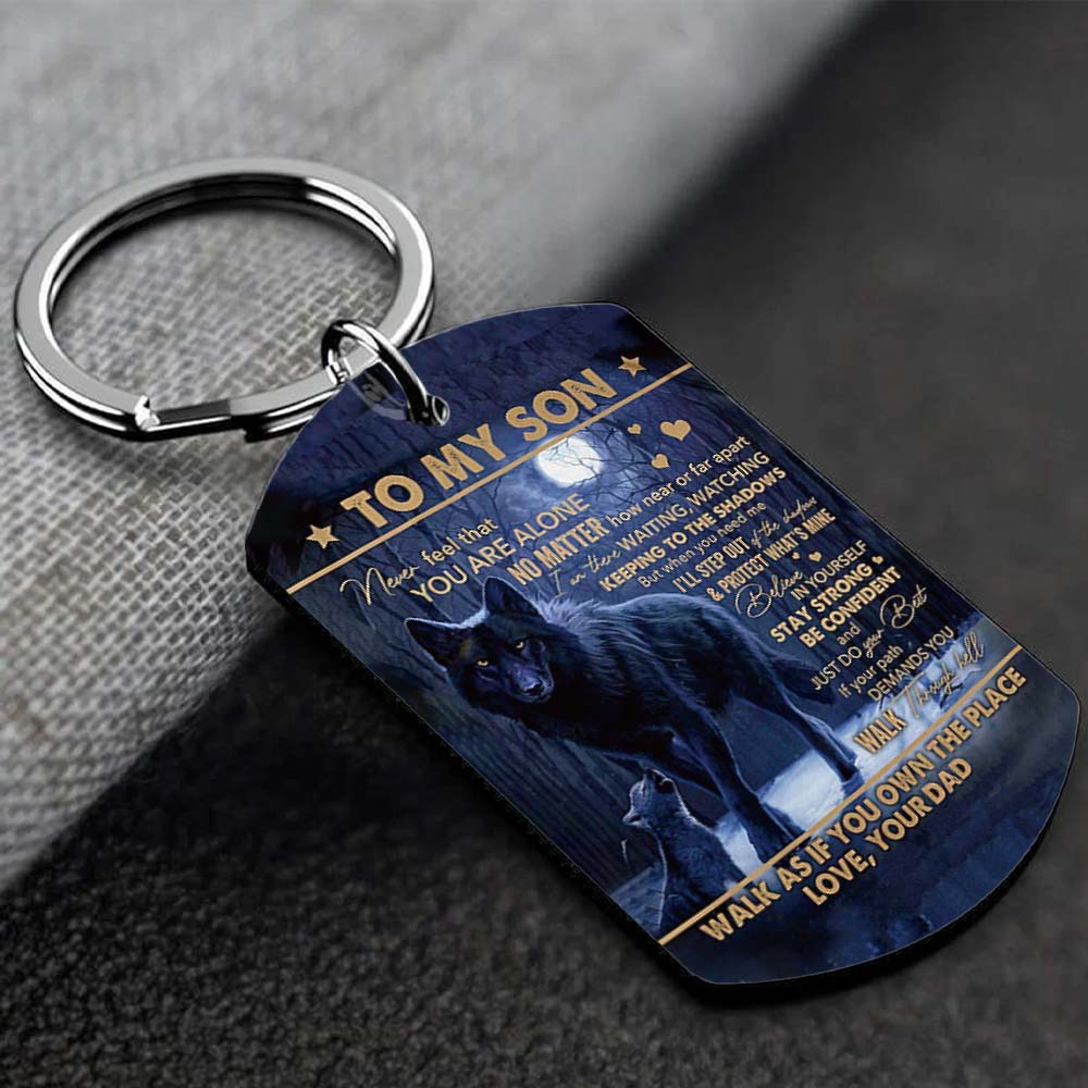 Never Feel That You Are Alone - Wolf Multi Colors Personalized Keychain - A884