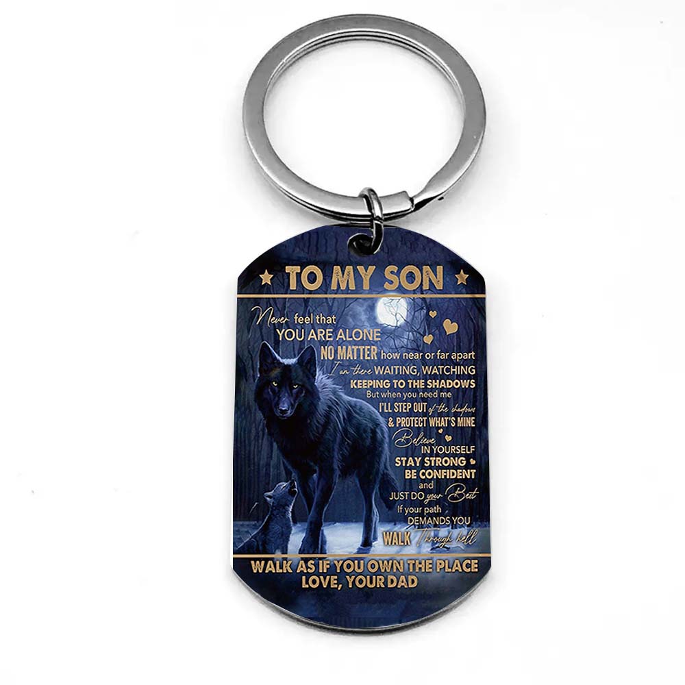 Never Feel That You Are Alone - Wolf Multi Colors Personalized Keychain - A884