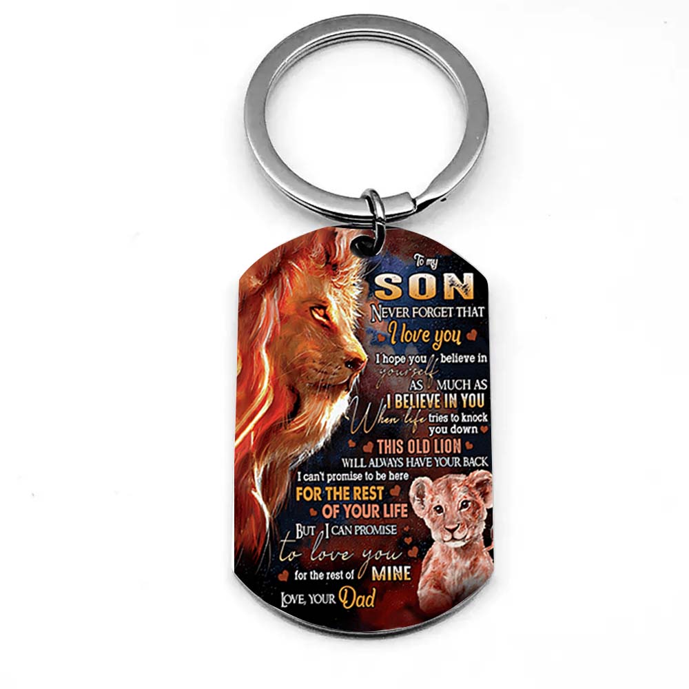 Dad To Son - Never Forget That I Love You - Lion Multi Colors Personalized Keychain - A883