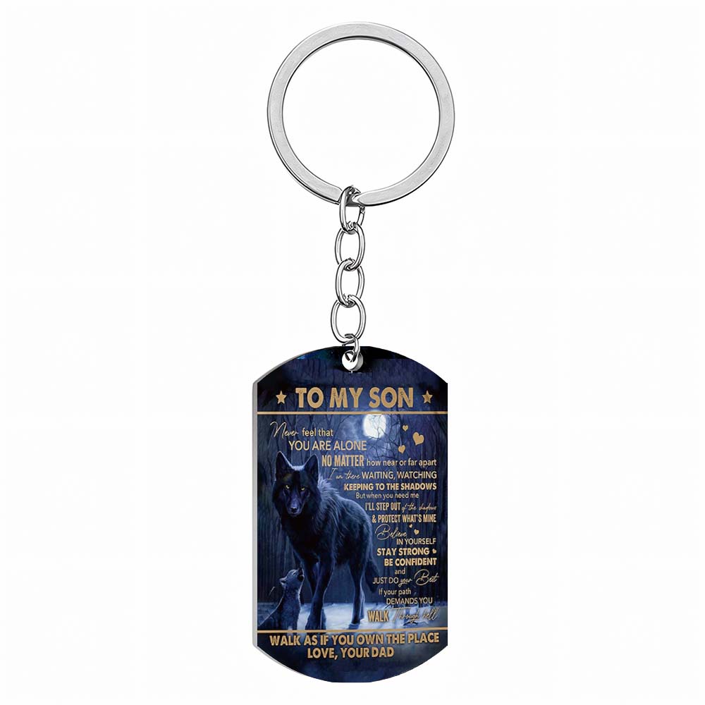 Never Feel That You Are Alone - Wolf Multi Colors Personalized Keychain - A884