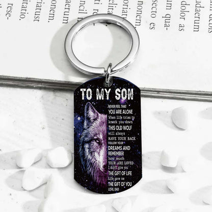 Dad To Son - Life Gave Me The Gift Of You - Wolf Multi Colors Personalized Keychain - A885