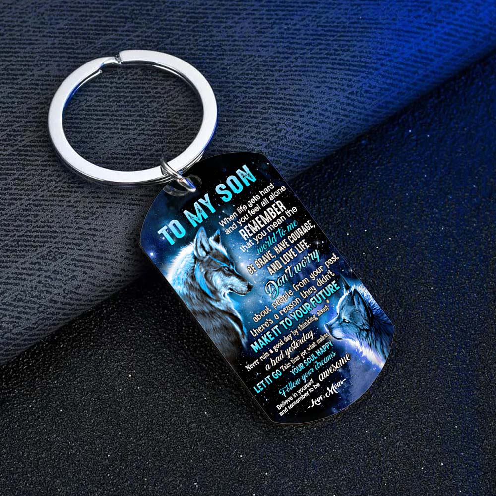 Mom To Son - Let It Go - Wolf Multi Colors Personalized Keychain - A882