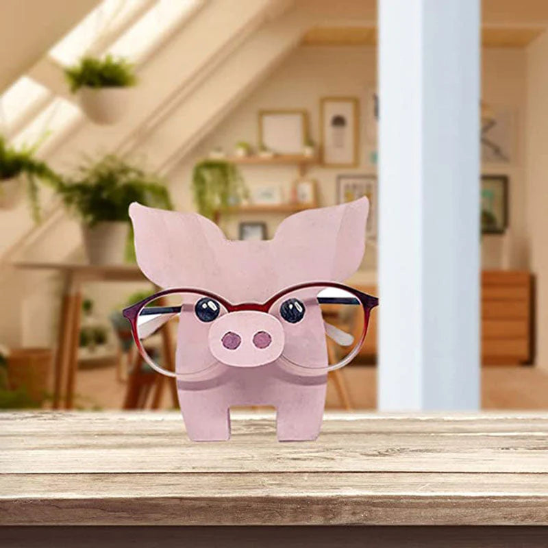 Handmade Glasses Stand Pig