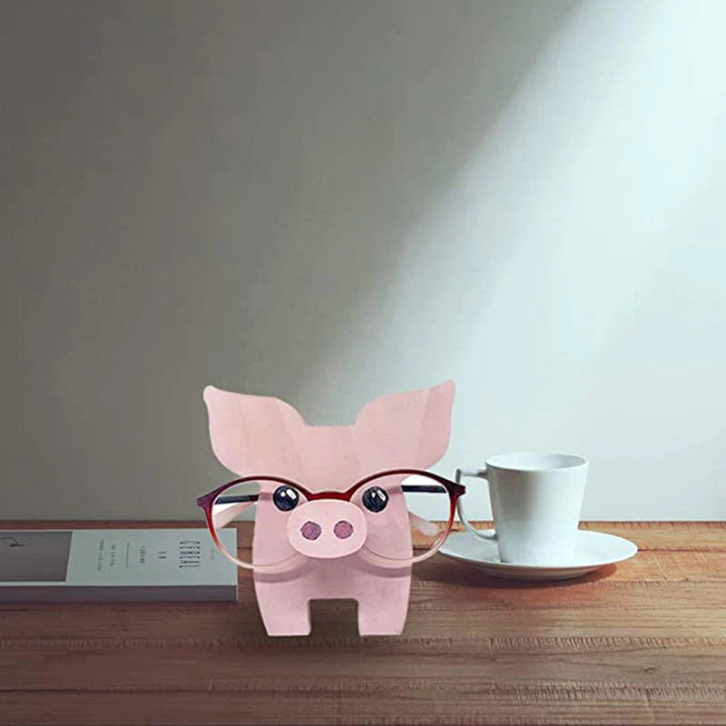 Handmade Glasses Stand Pig