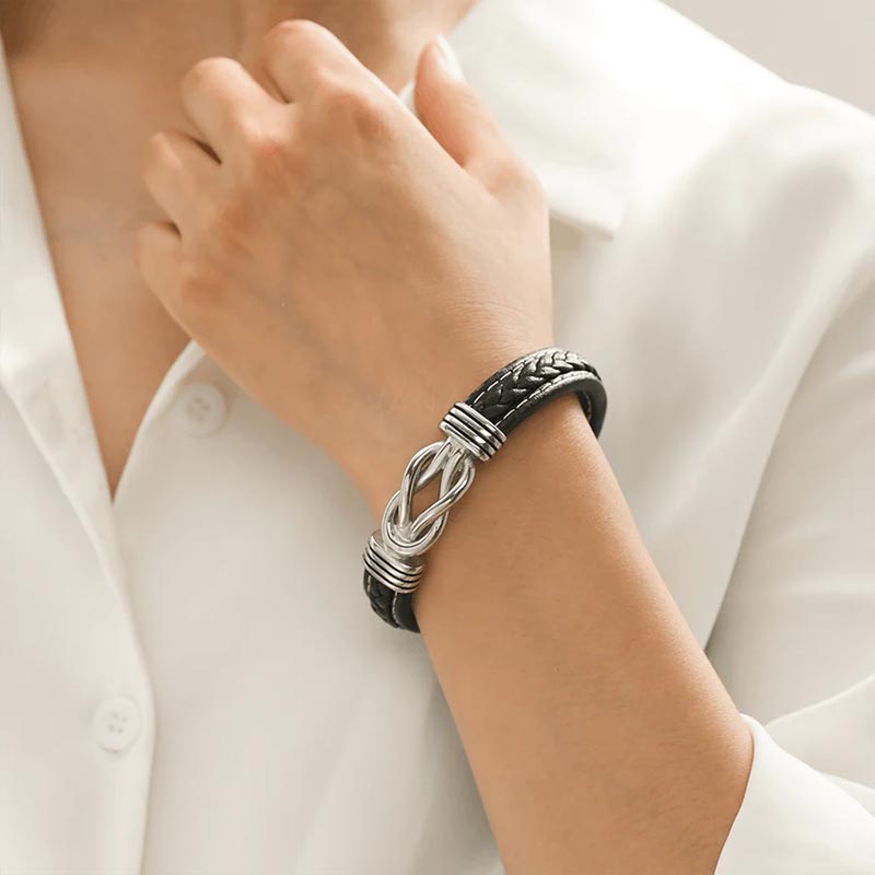 "Mom And Daughter Forever Linked Together" Braided Leather Bracelet - Forever Linked